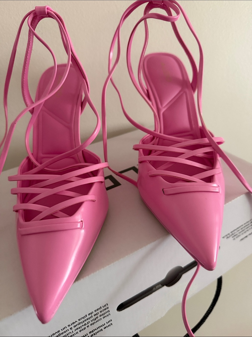 Aldo Hot Pink Lace-Up Pointed Heels